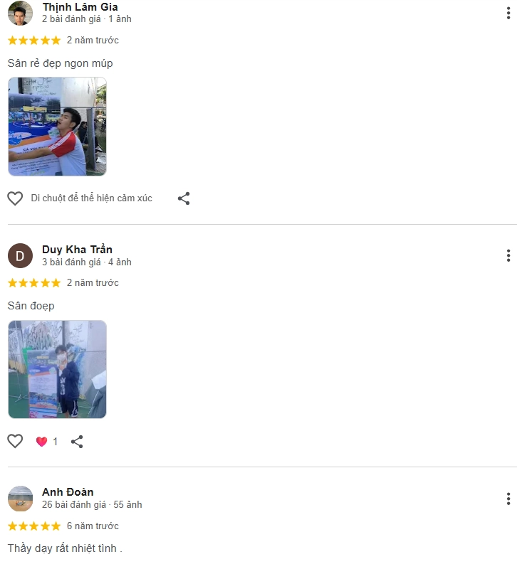 Đánh giá của người chơi tại sân Pickleball Cá Voi Xanh