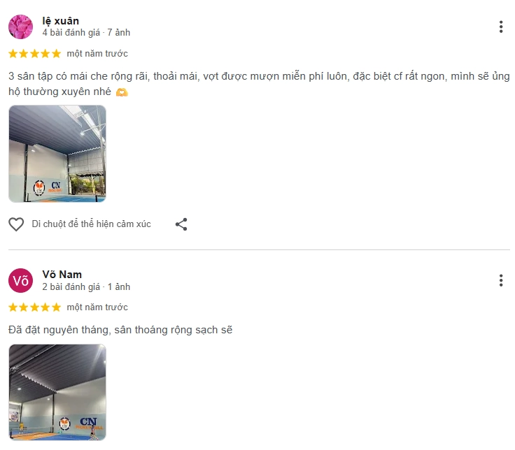 Đánh giá của người chơi tại sân Pickleball CN