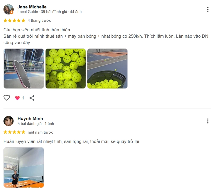 Đánh giá của người chơi tại sân Pickleball CN