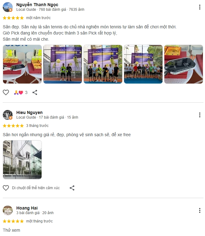 Đánh giá của người chơi tại sân Pickleball Coco Pickle Club