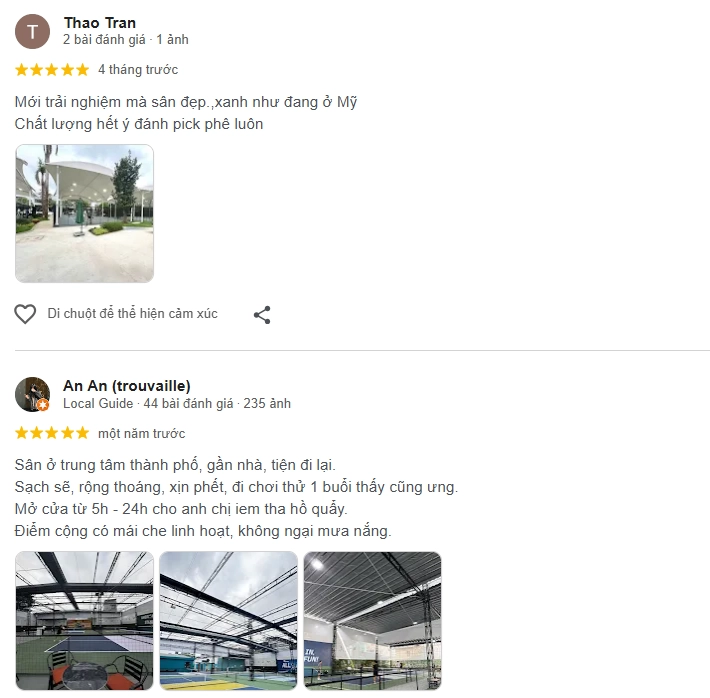 Đánh giá của người chơi tại sân Pickleball CocoPick
