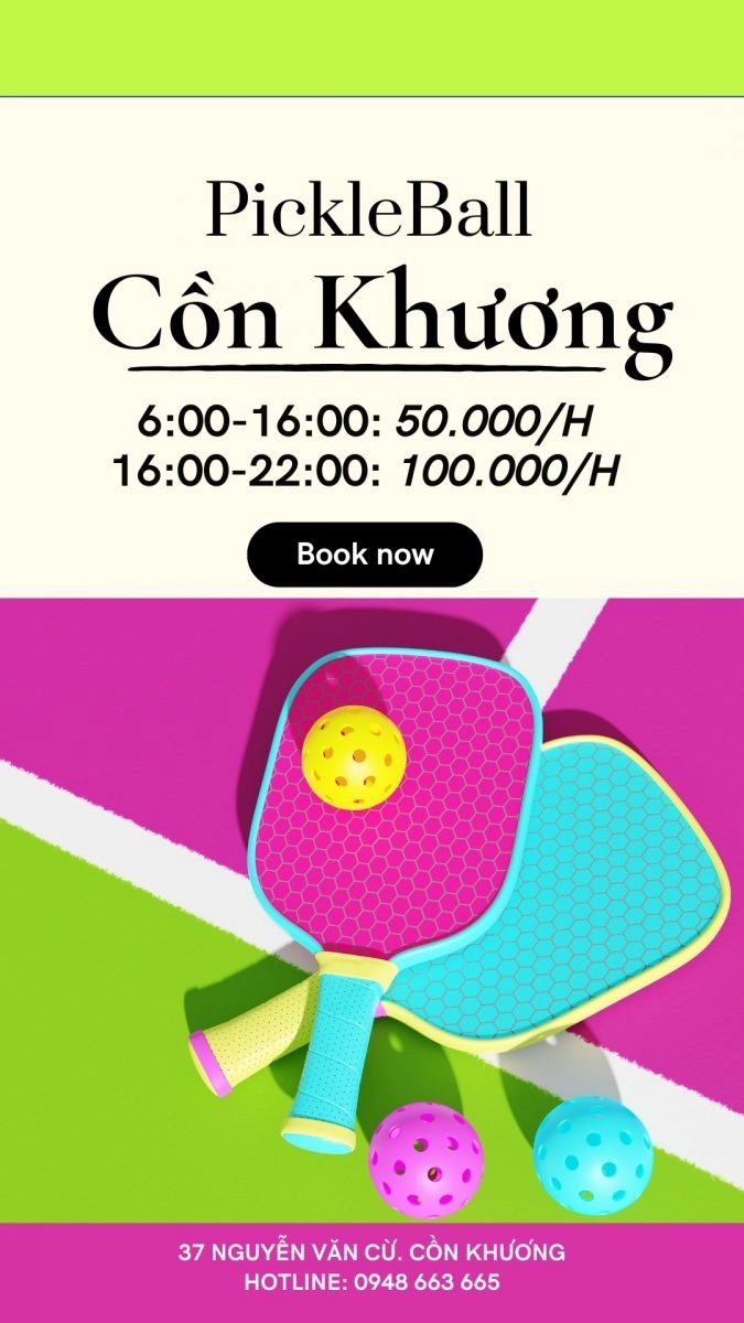 Bảng giá thuê sân pickleball tại Cồn Khương