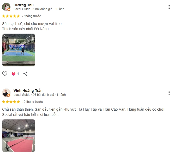 Đánh giá của người chơi tại sân Pickleball Cosevco Thanh Khê 2