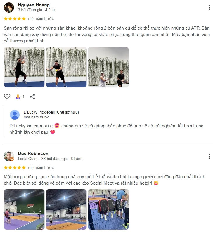 Đánh giá của người chơi tại sân Pickleball D'Lucky Quận 4