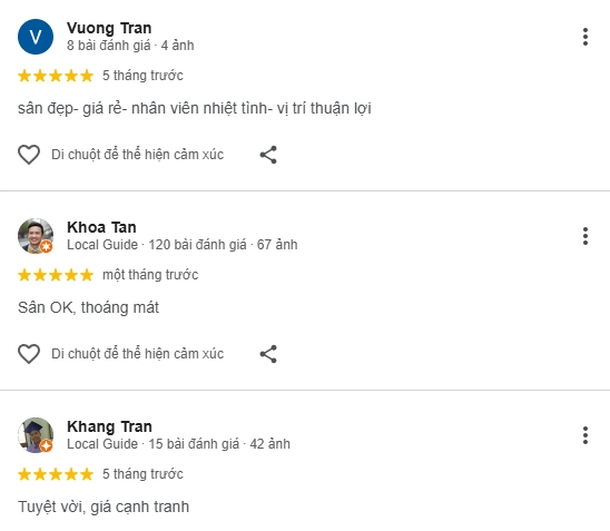 Đánh giá của người chơi tại sân Pickleball Đa Phước