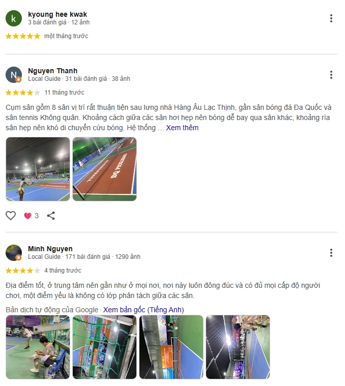 Đánh giá của người chơi tại sân Pickleball Đa Quốc Nha Trang