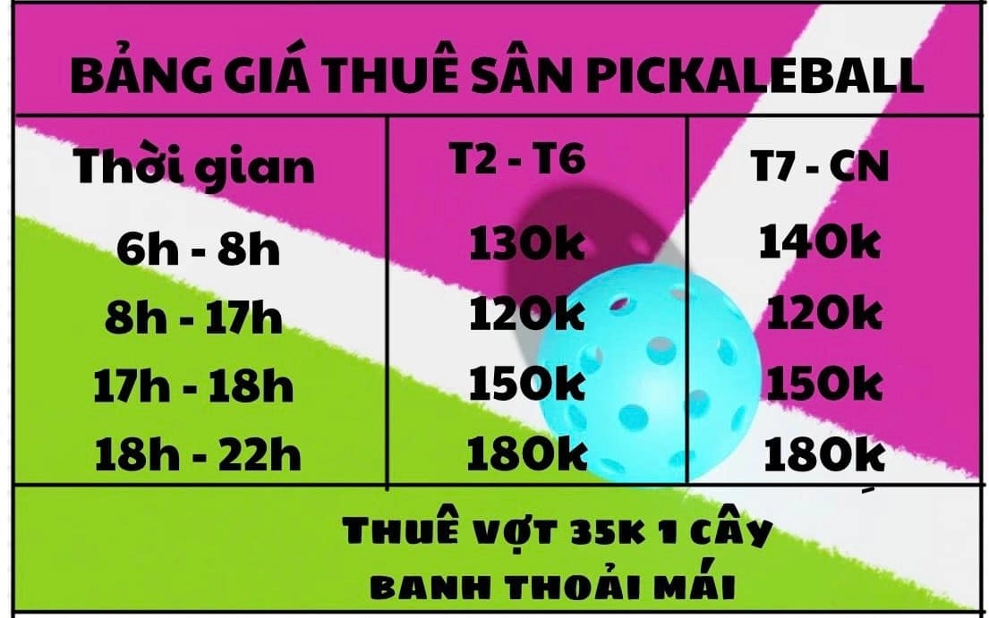 Giá thuê sân Pickleball Đại Thống Land