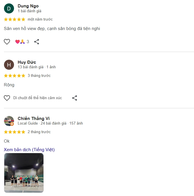 Đánh giá của người chơi tại sân Pickleball Đảo Sen