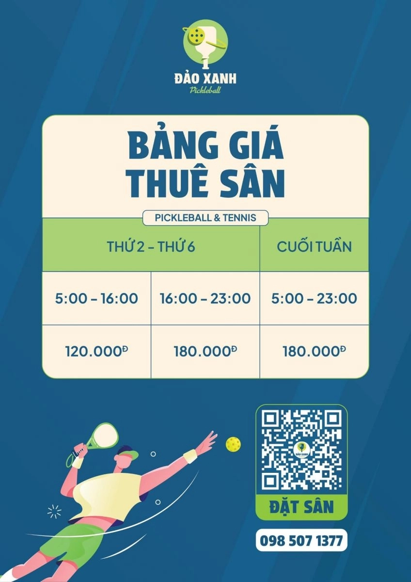 Giá thuê sân Pickleball Đảo Xanh