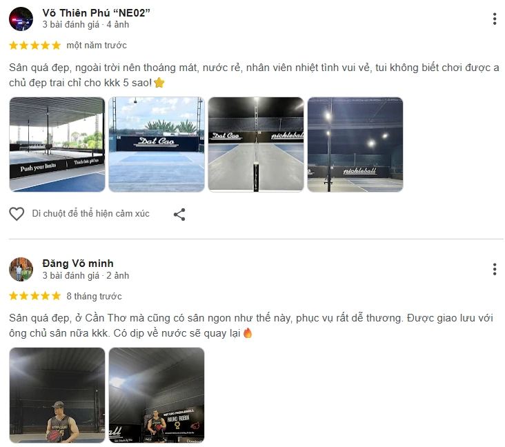 Đánh giá của người chơi tại sân Pickleball Đạt Cao