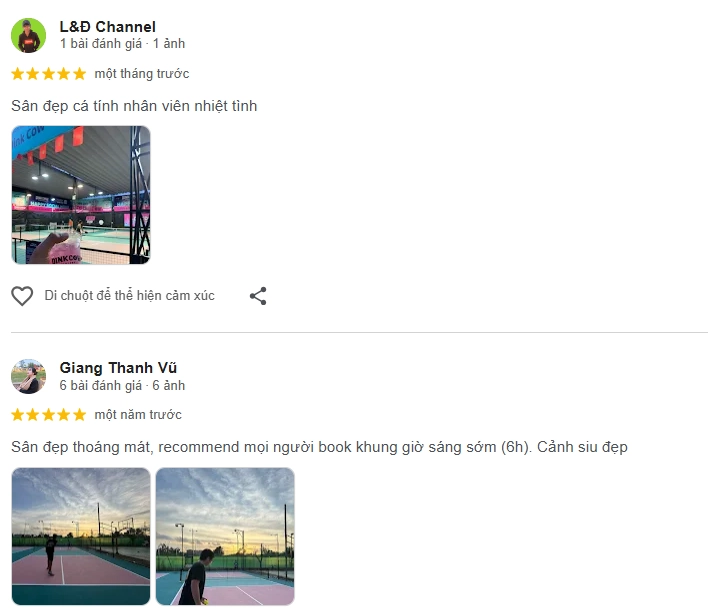 Đánh giá của người chơi tại sân Pickleball Dink Cow