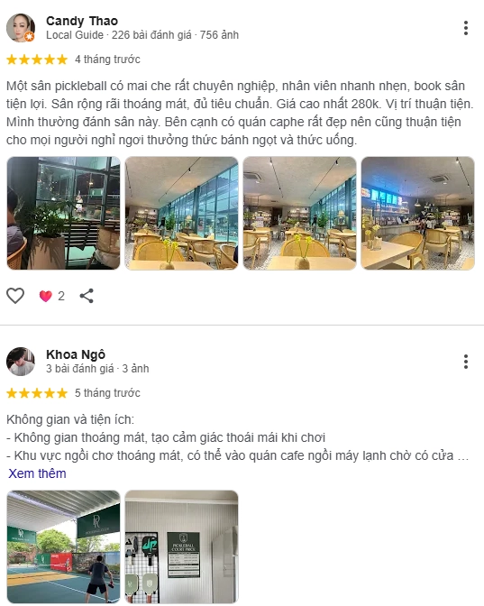 Đánh giá của người chơi tại sân Pickleball DK Club 2