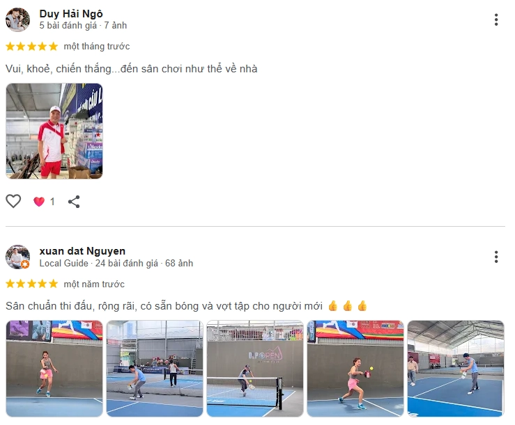 Đánh giá của người chơi tại sân Pickleball DLP Open