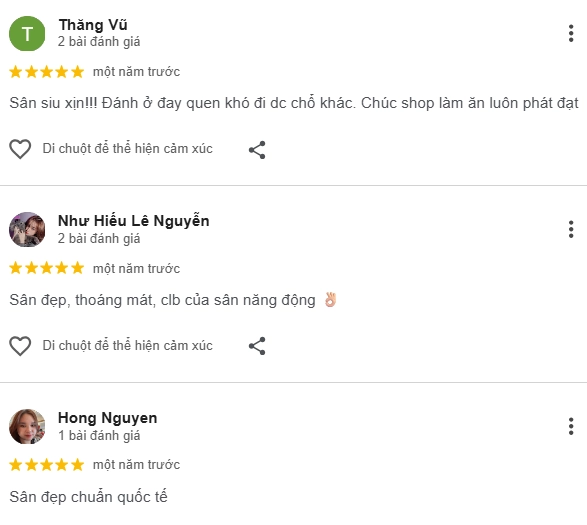 Đánh giá của người chơi tại sân Pickleball Đông Nam