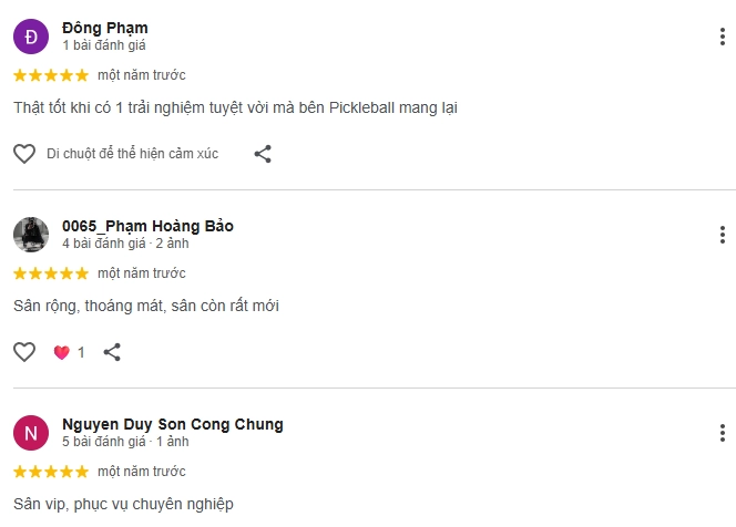 Đánh giá của người chơi tại sân Pickleball Đông Sài Gòn 2