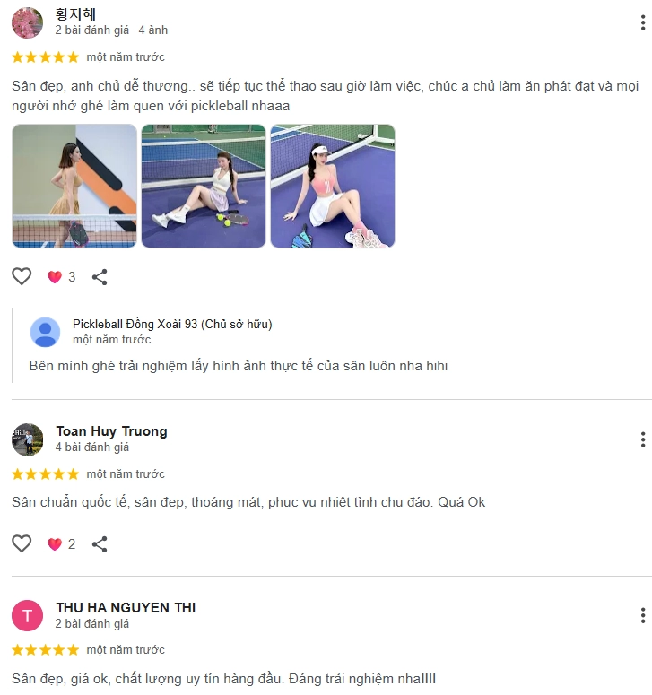 Đánh giá của người chơi tại sân Pickleball Đồng Xoài 93
