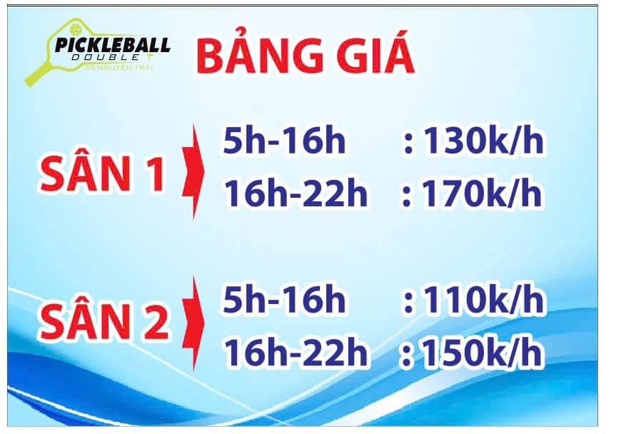 Giá thuê sân Pickleball Double T