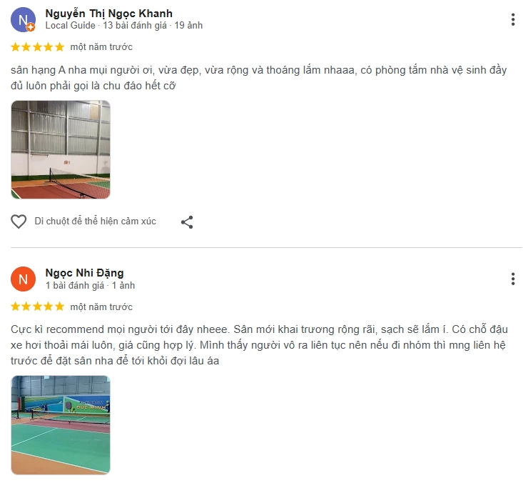 Đánh giá của người chơi tại sân Pickleball Đức Minh
