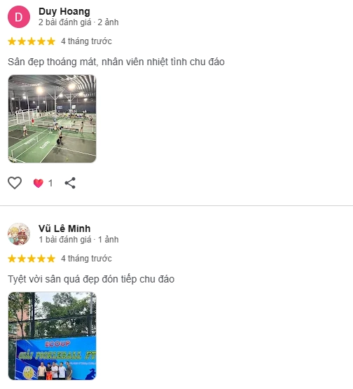 Đánh giá của người chơi tại sân Ohlala Pickleball 2