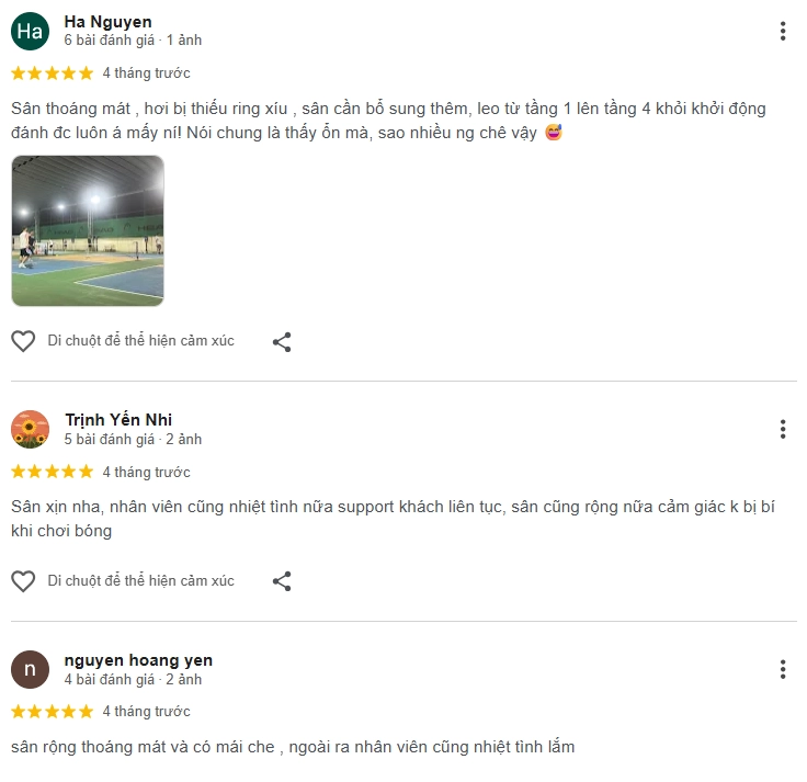 Đánh giá của người chơi tại sân Pickleball Forehands