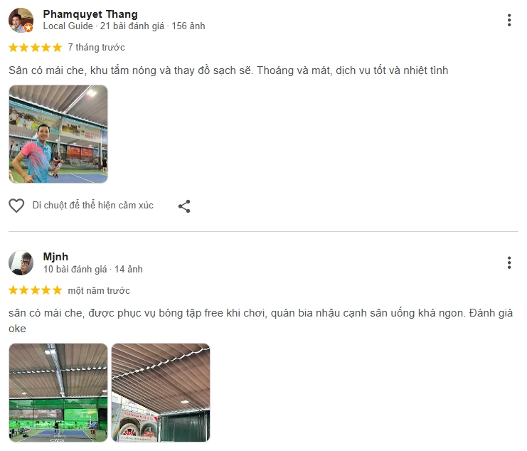 Đánh giá của người chơi tại sân Pickleball G.S77