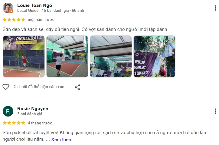 Đánh giá của người chơi tại sân Pickleball Gò Công Tây