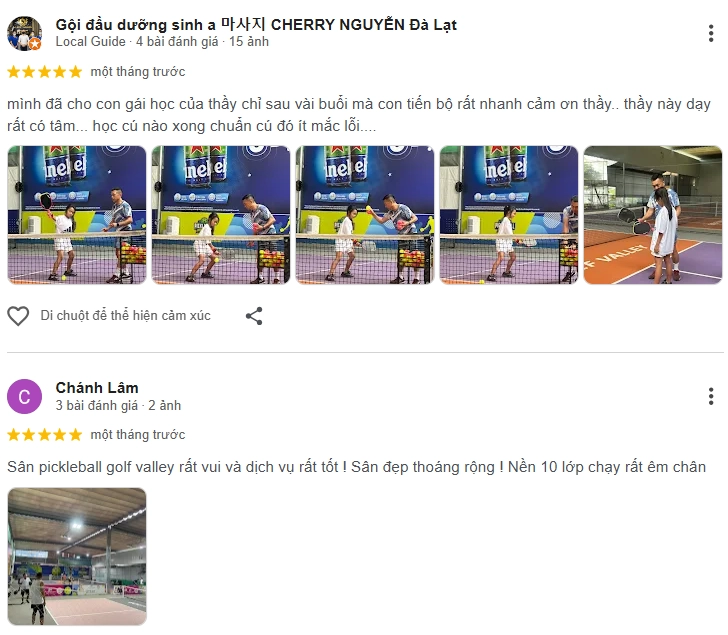 Đánh giá của người chơi tại sân Pickleball Golf Valley