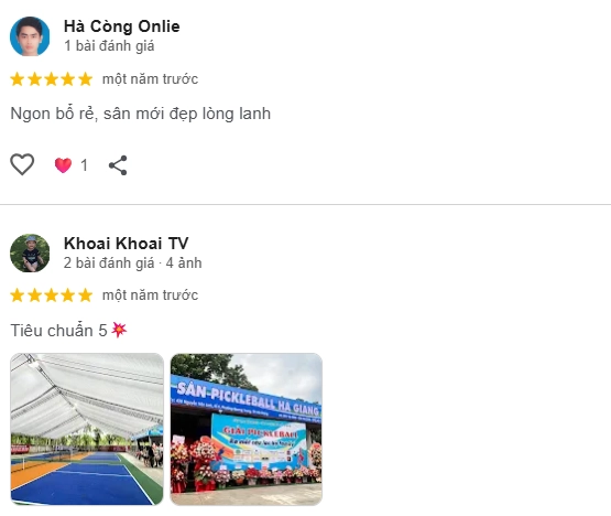 Đánh giá của người chơi tại sân Pickleball Hà Giang