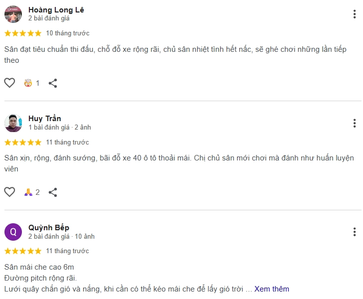 Đánh giá của người chơi tại sân Pickleball Hà Trung