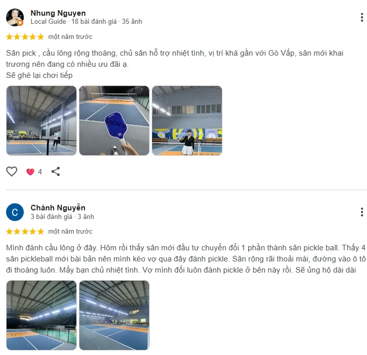Đánh giá của người chơi tại sân Pickleball HAAN