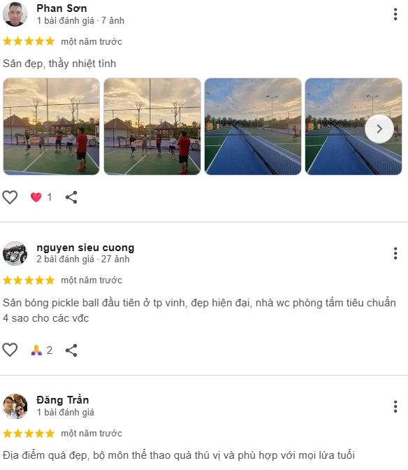 Đánh giá của người chơi tại sân Pickleball Handico