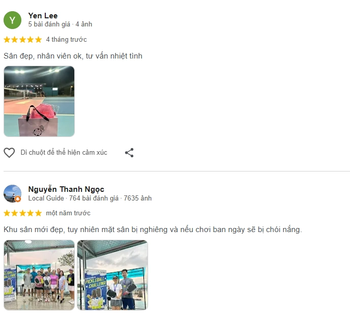 Đánh giá của người chơi tại sân Pickleball Hippi