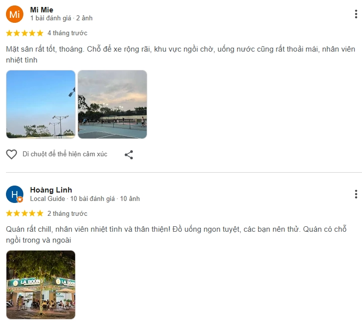 Đánh giá của người chơi tại sân Pickleball Hippi