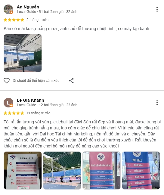Đánh giá của người chơi tại sân Pickleball HM 1