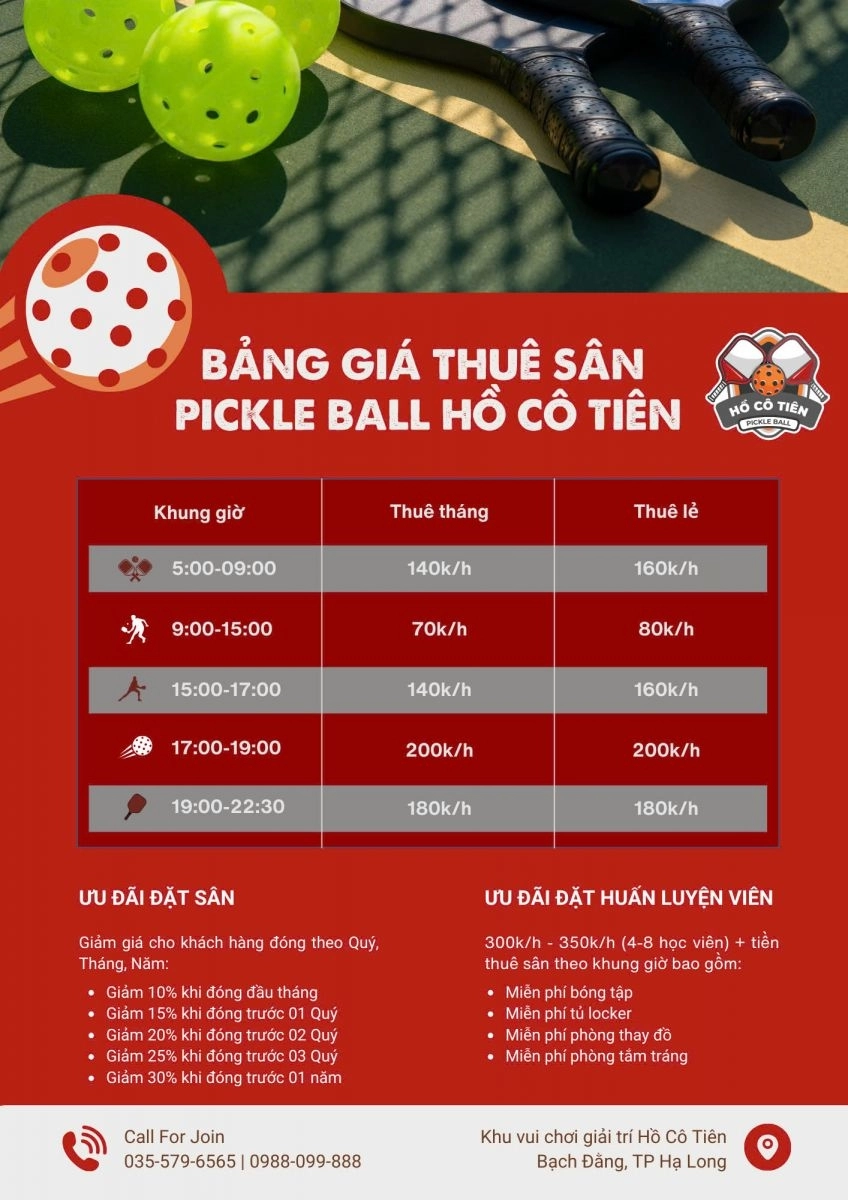 Giá thuê sân Pickleball 234 Biên Hoà