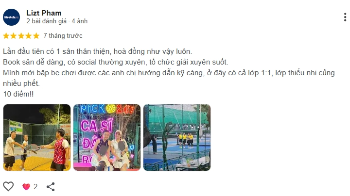  Đánh giá của người chơi tại sân Pickleball Hoa Giấy