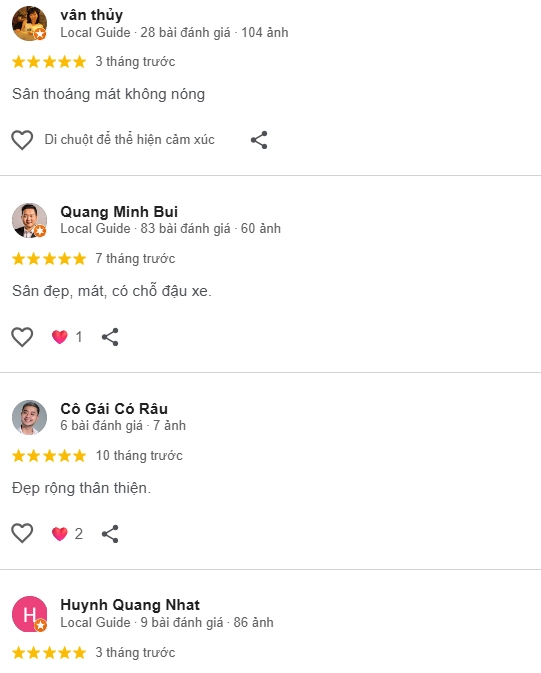 Đánh giá của người chơi tại sân Pickleball Hoàng Hoa Thám