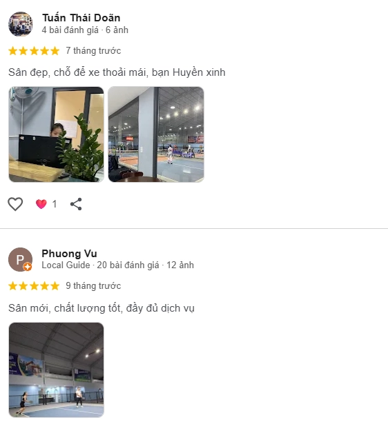 Đánh giá của người chơi tại sân Pickleball Hoàng Hoa Thám