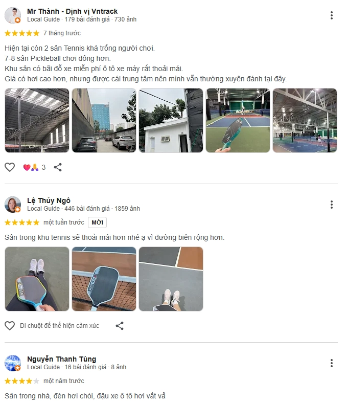 Đánh giá của người chơi tại sân Pickleball Hoàng Ngân