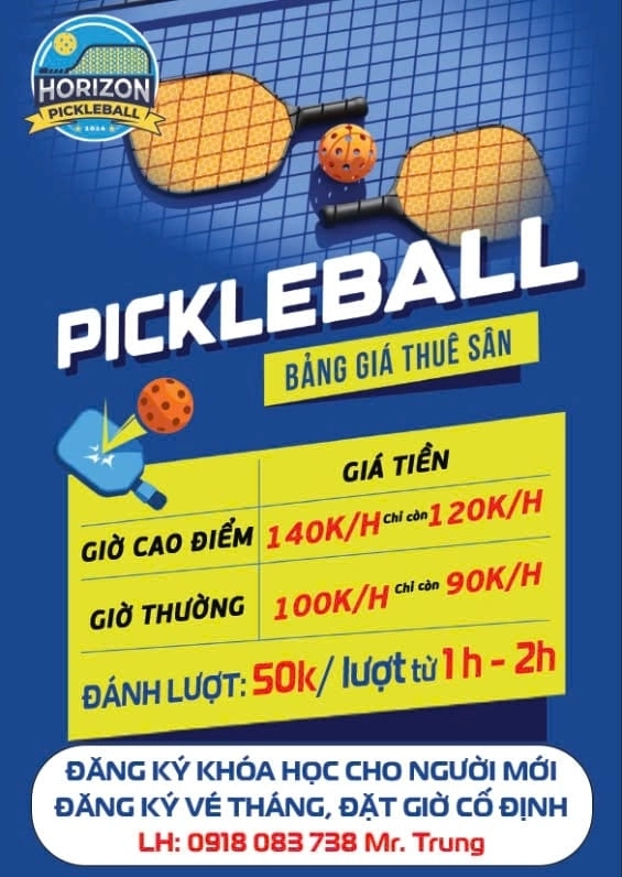 Giá thuê sân Pickleball Horizon Bình Phước