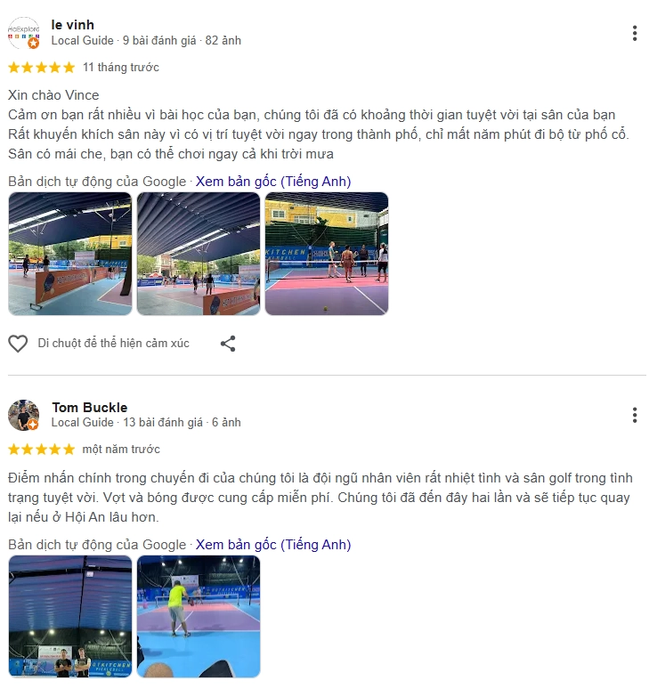 Đánh giá của người chơi tại sân Pickleball Hot Kitchen