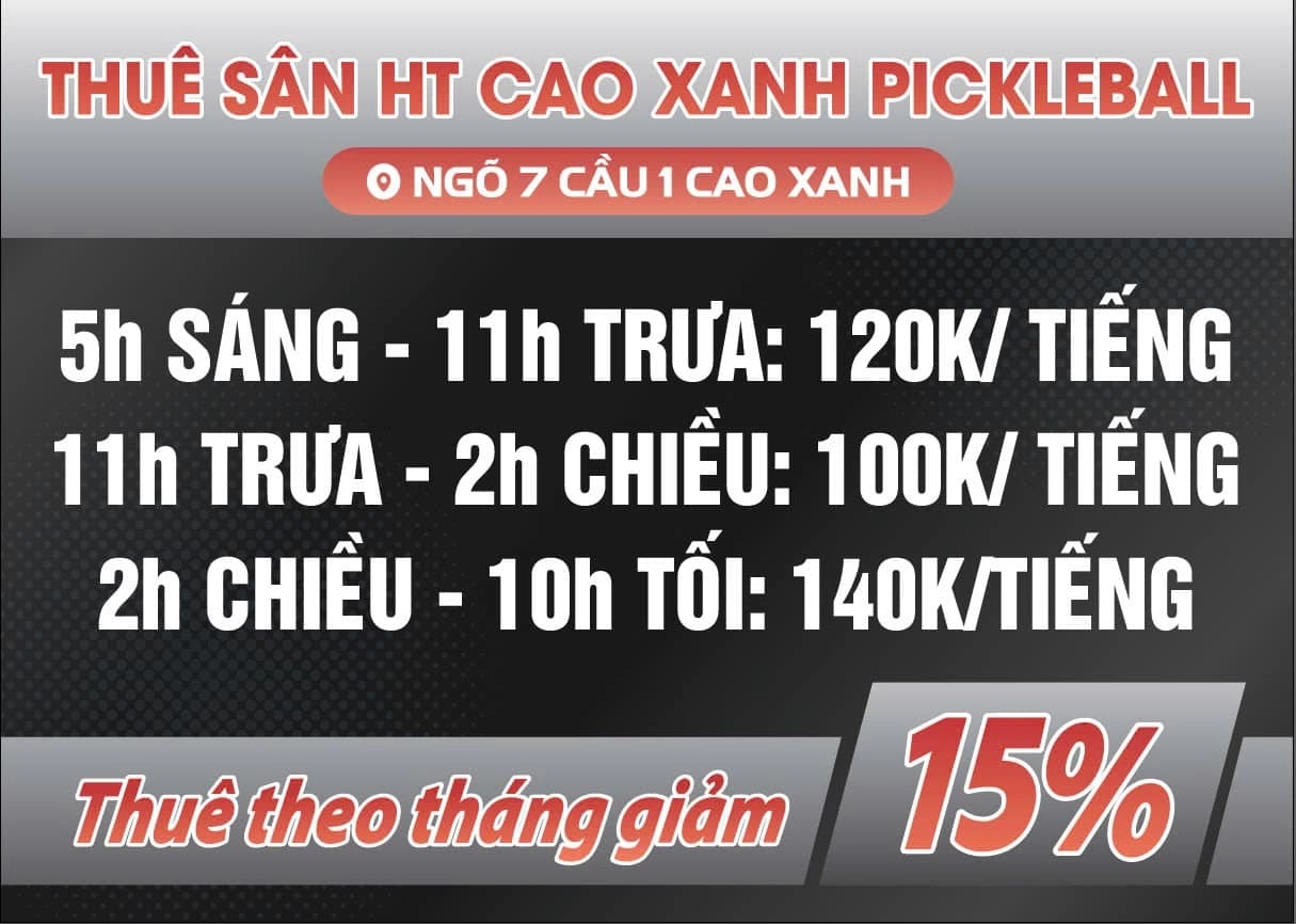 Giá thuê sân Pickleball HT Cao Xanh