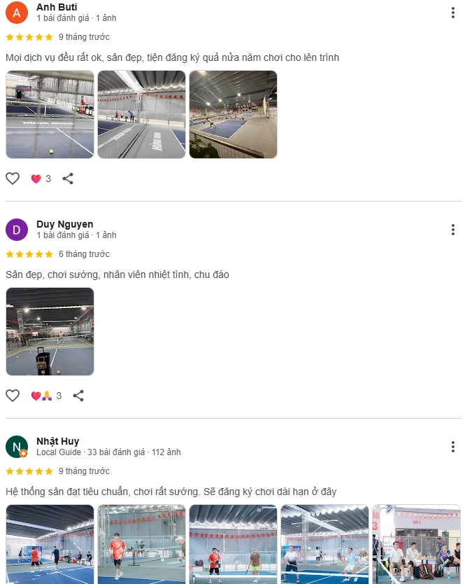 Đánh giá của người chơi tại sân Pickleball Hùng Minh