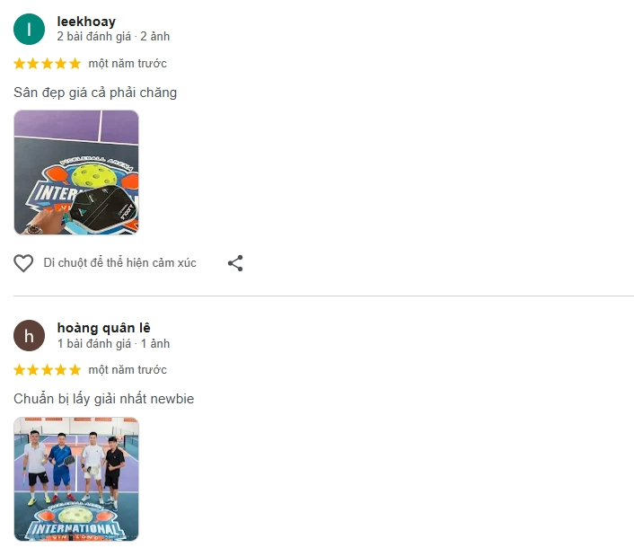 Đánh giá của người chơi tại sân Pickleball International Vĩnh Long