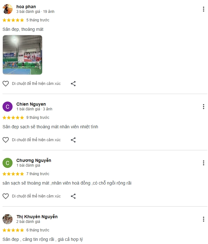 Đánh giá của người chơi tại sân Pickleball K99