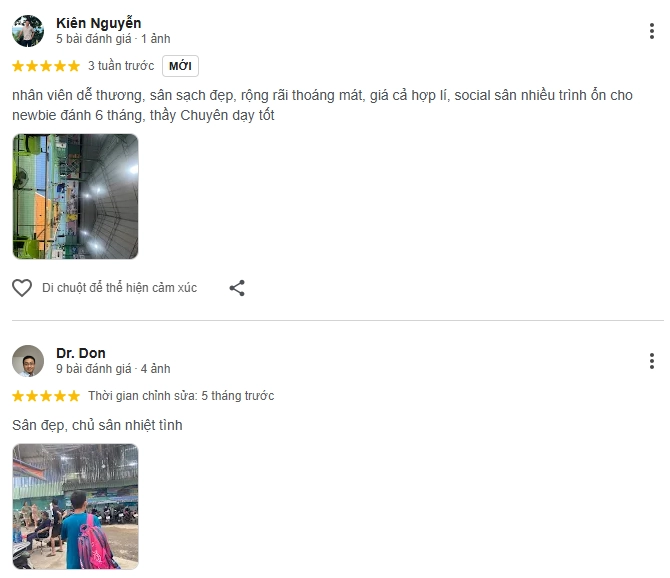 Đánh giá của người chơi tại sân Pickleball K99