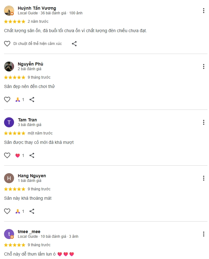 Đánh giá của người chơi tại sân Pickleball Kaka