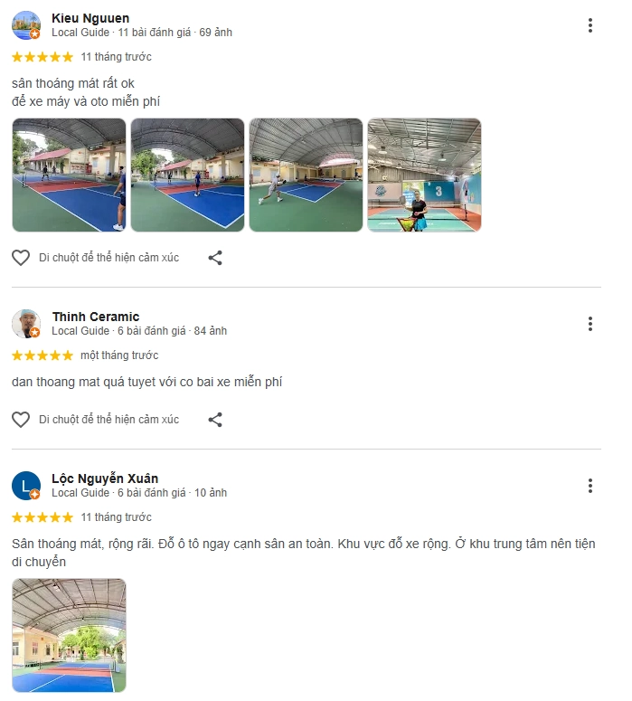 Đánh giá của người chơi tại sân Pickleball Kevin 2