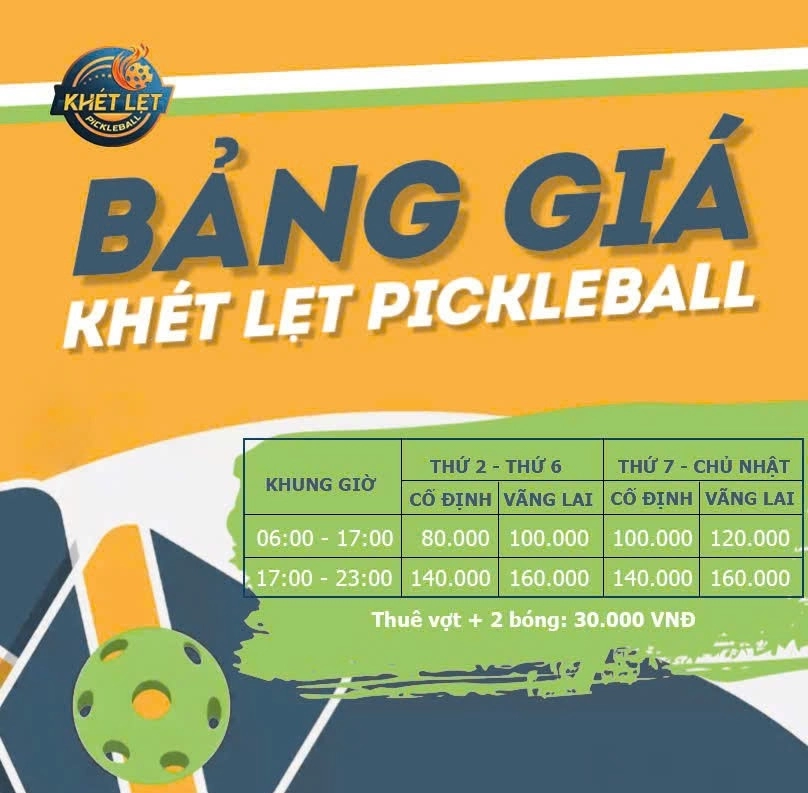 Giá thuê sân Pickleball Khét Lẹt