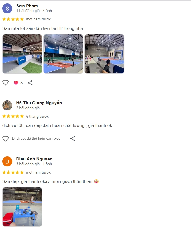 Đánh giá của người chơi tại sân Pickleball Kiến An